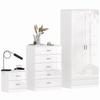 High Gloss 3 Piece Trio Bedroom Furniture Set Wardrobe + Chest Of Drawer + Bedside White
