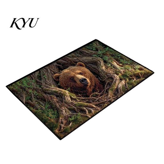 Farmhouse Style Area Rugs 3D Illusion Entrance Rug, Absorbent Non-Slip Floor Mat, Realistic Animal Cozy Reading Nook Accent Rug Spooky Skeleton