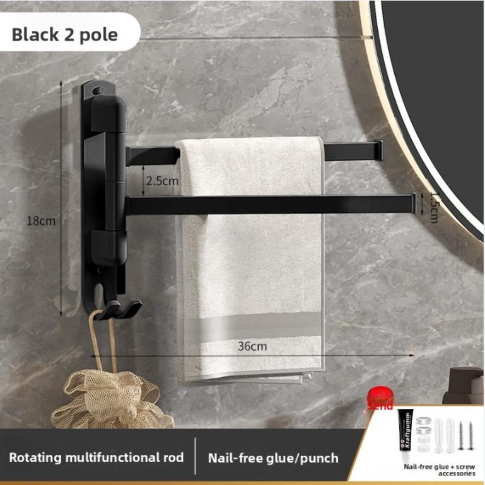 180°Rotating Suction Cup Towel Rack Wall-mounted Multi-pole Bathroom Towel Pole Foldable 2/3/4/5 Towel Bars Toilet Towel Rod