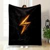 "Golden Lightning Bolt on Black Marble" printed Flannel blanket for bedroom, living room, sofa, and nap