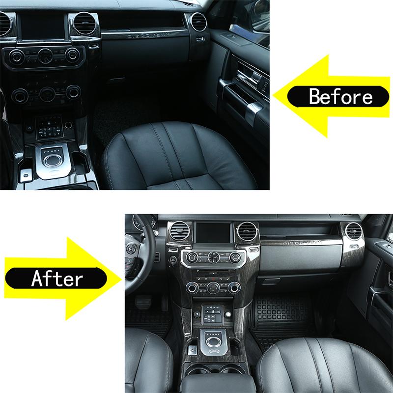 ABS Черный под дерево для Land Rover Discovery 4 LR4 2010-2016 Аксессуары Панель переключения передач Консоль Декоративная накладка Наклейка
