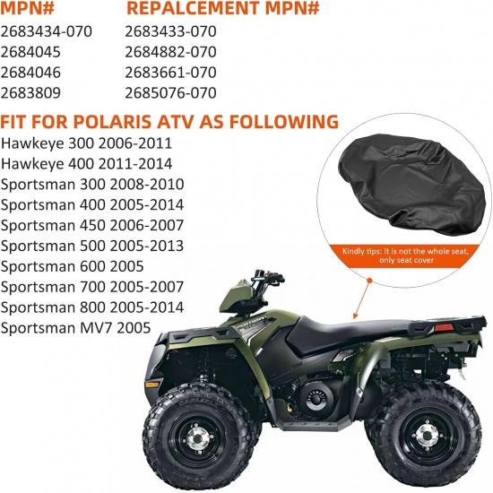 M MATI Чехол на сиденье квадроцикла Кожаный Совместим с Polaris Sportsman 500 400 300 700 450 600 800 MV7 Hawkeye 2005-2014, Номер детали# 2683434-070 2684045 2684046