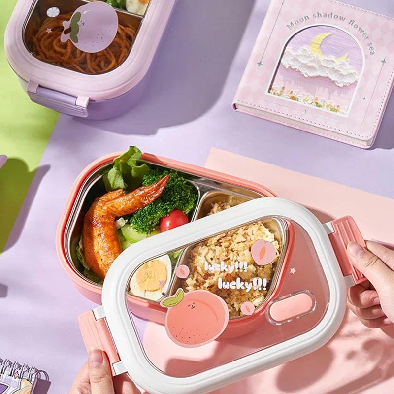Нержавеющая сталь Bento Lunch Box для детей, школьный Bento Box для детей, герметичный, симпатичный, портативный контейнер для еды, отдельный подогреваемый ланч-бокс