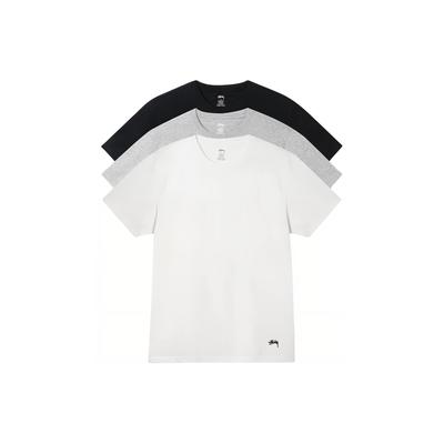 Stussy SS24 Хлопковая ребристая футболка с круглым вырезом, логотипом-буквой, коротким рукавом, винтажная, 3 шт. в упаковке, унисекс, топ 1140355