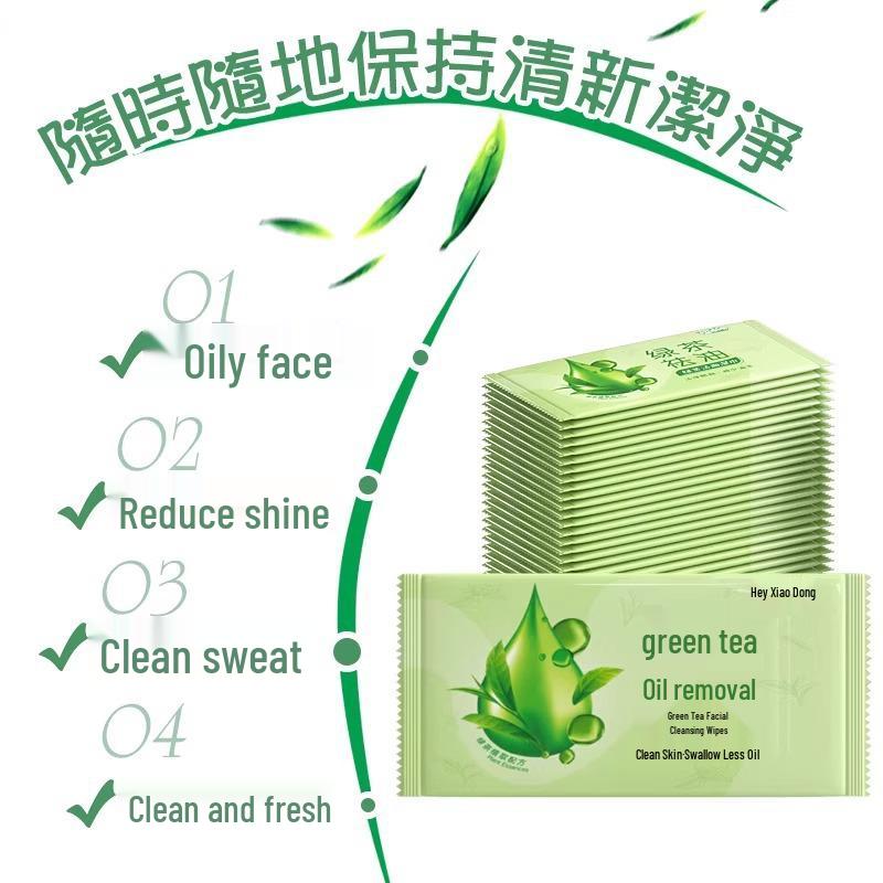Green Tea Portable Wet Wipes: Individually Wrapped for Face, Sweaty Hands, Mouth – Ideal for Students, Military, Outings, and On-the-Go.