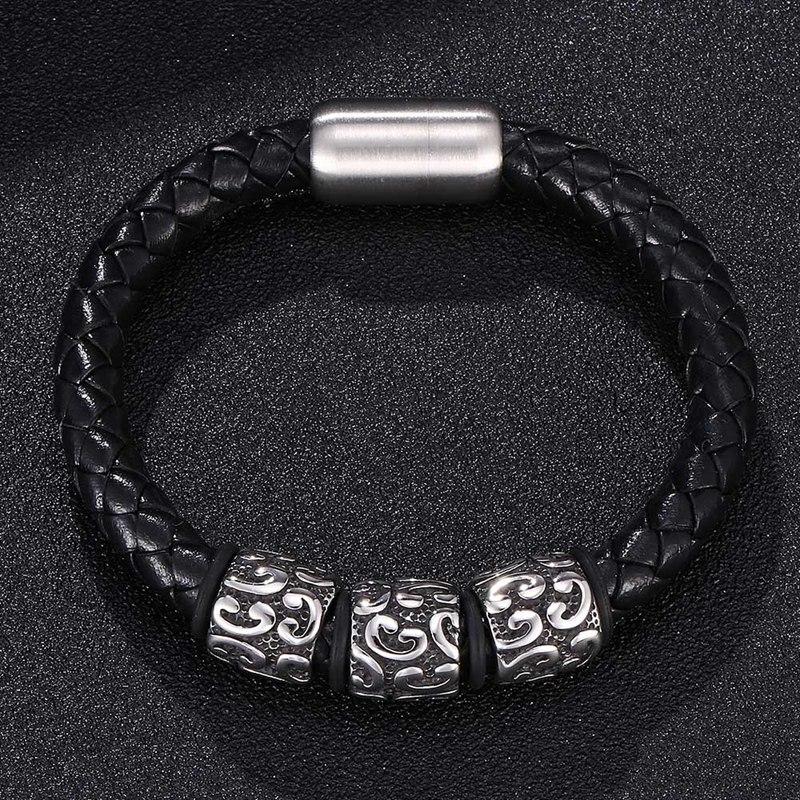 Trendy Leather Bracelets Men Handmade Small Adorn Article Stainless Steel Clasp Bracelets Fashion Jewelry Gift
