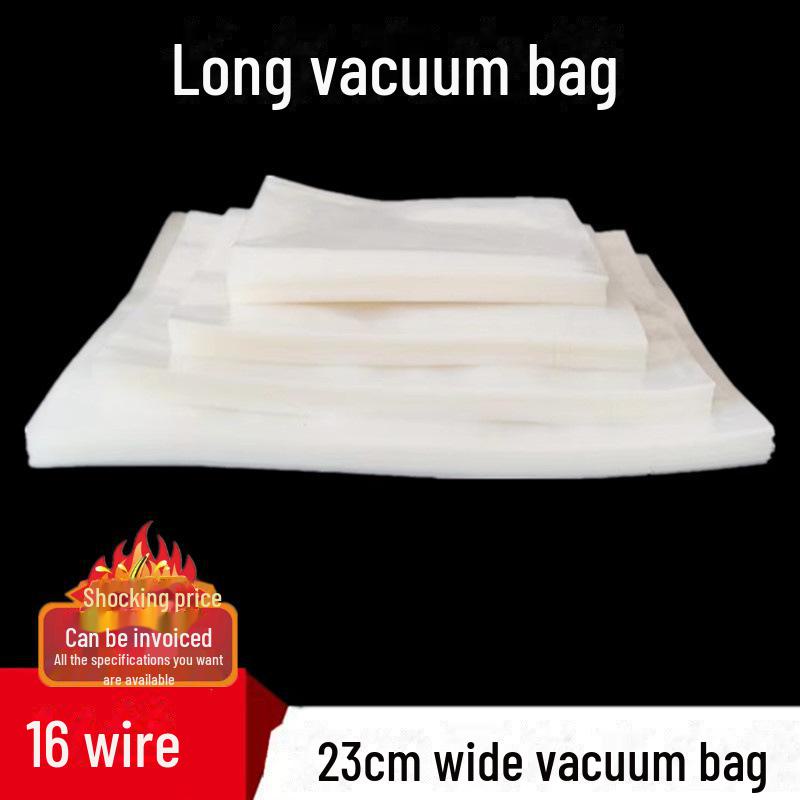 23cm Wide Smooth Vacuum Bag, 16-Silk Thickness, 45cm Long, Transparent Food-Grade Plastic Bag for Fruit Preservation.