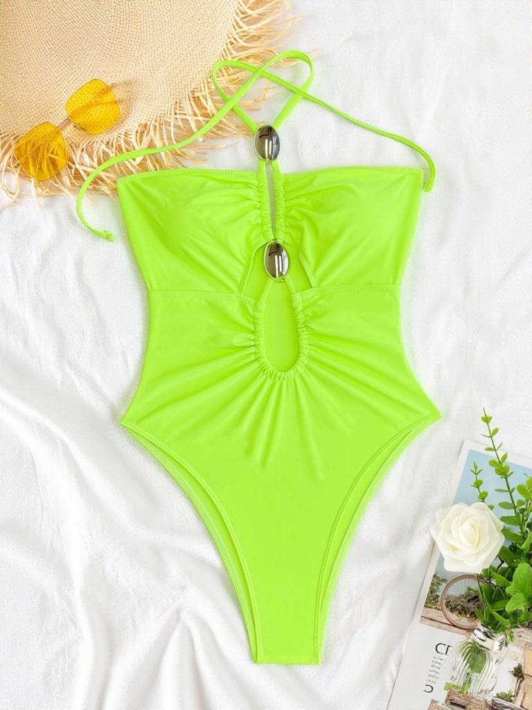 Bandeau Sexy Women One Piece Swimsuit Swimwear Female Hollow Out Biquini Monokini Swimming Suit Bathing Suit Beachwear