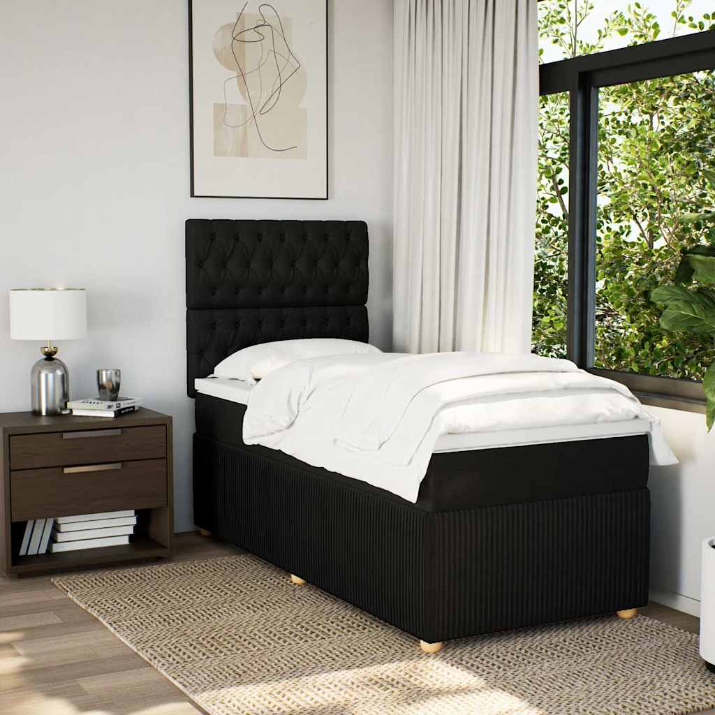 Box Spring Bed with Mattress Black 80x200 cm Fabric