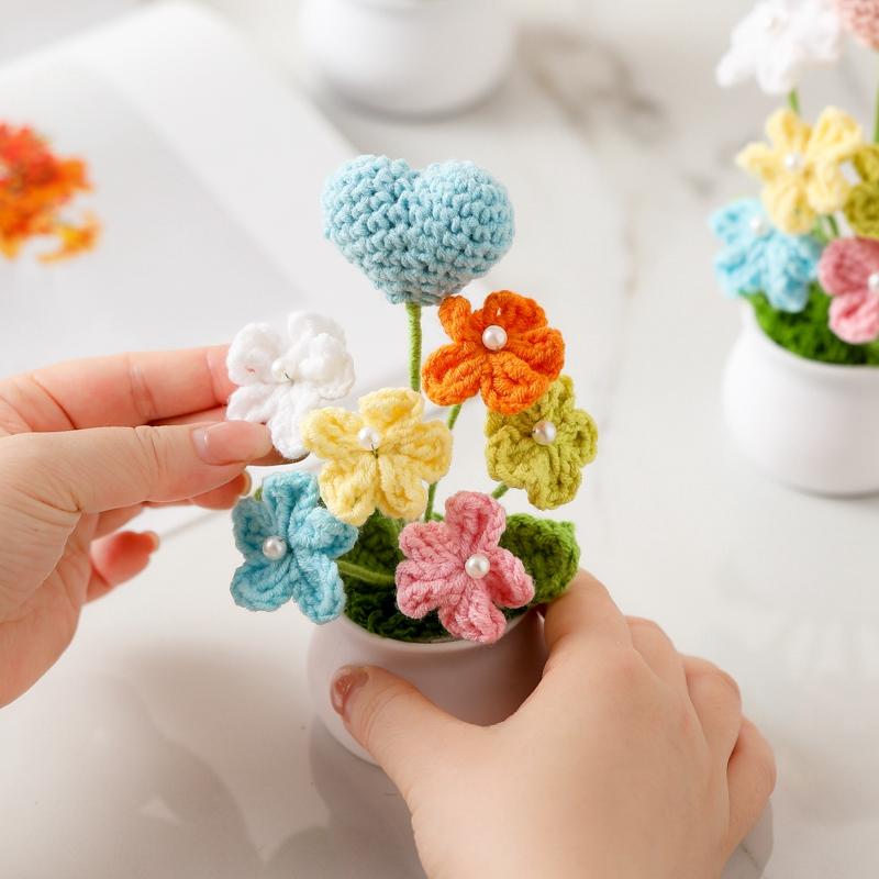 Crochet Flowers Artificial Eternal Flowers Wedding Gifts For Guests Woven Flowers Sunflowers Mothers Day Gift Parents' Day Gifts