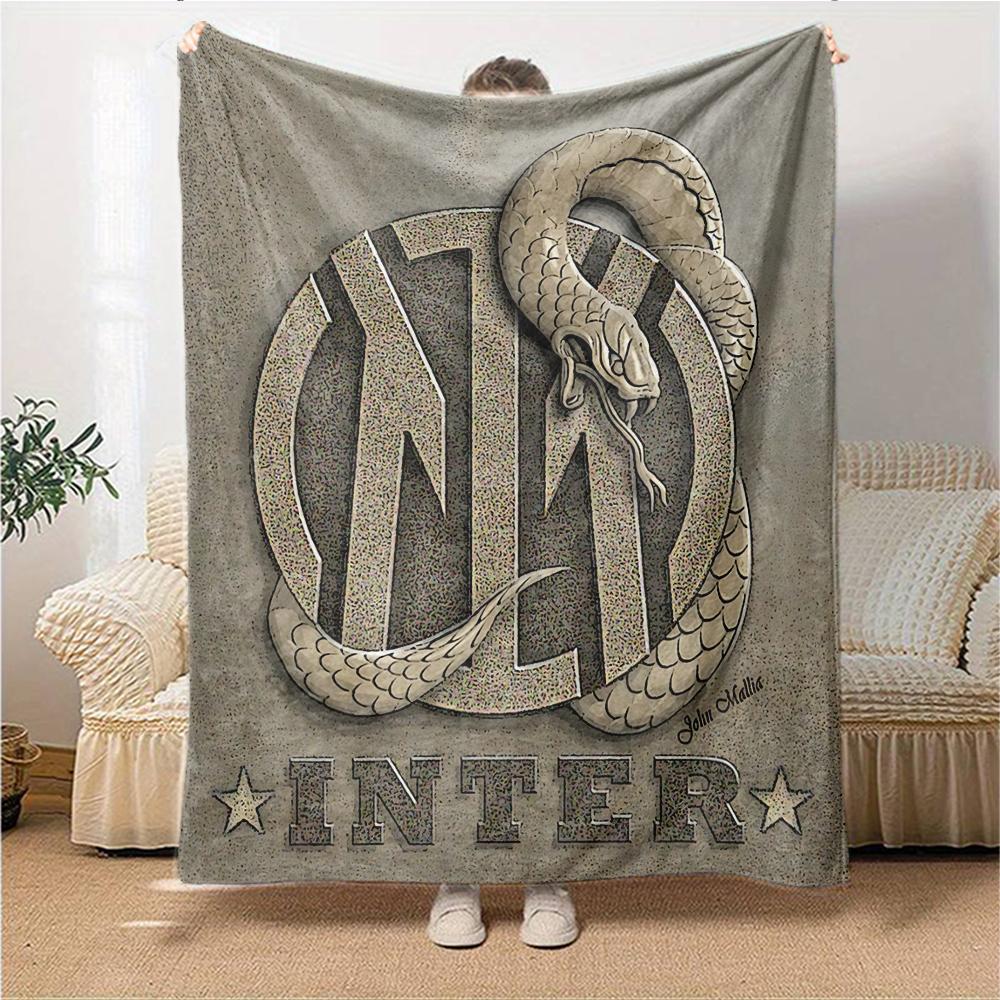 Snake Inter Milan Logo Blankets Flannel Printed Breathable Warm Throw Blanket for Home Office Bedspreads 0708a92