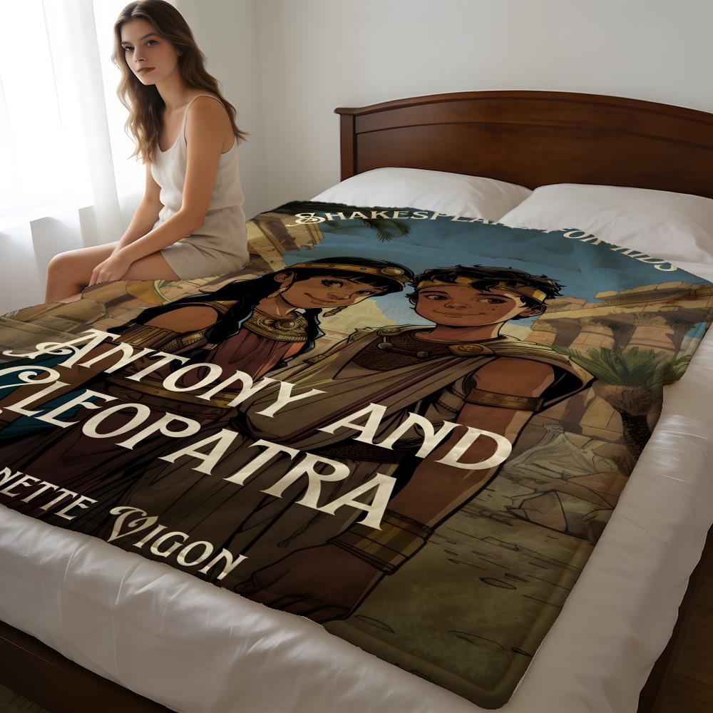 Throw High-Density Short Plush Blanket For Sofa Nap Air-Conditioned Room Soft Skin-Friendly Antony And Cleopatra