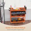 Tool Cart with Side Handle, Drawer and 3 Shelves in Steel, 82x35x76 cm, Orange