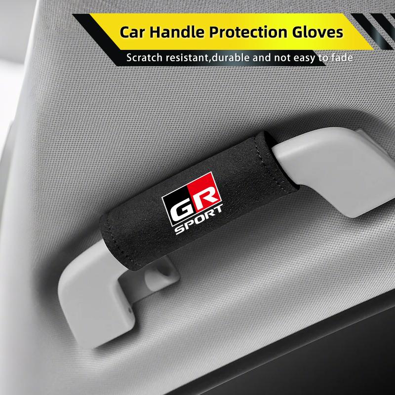 Car Interior Roof Handle Cover Suede Roof Grab Handle Grip For Toyota GR Sport Corolla Yaris Camry Prius RAV4 CHR Accessories