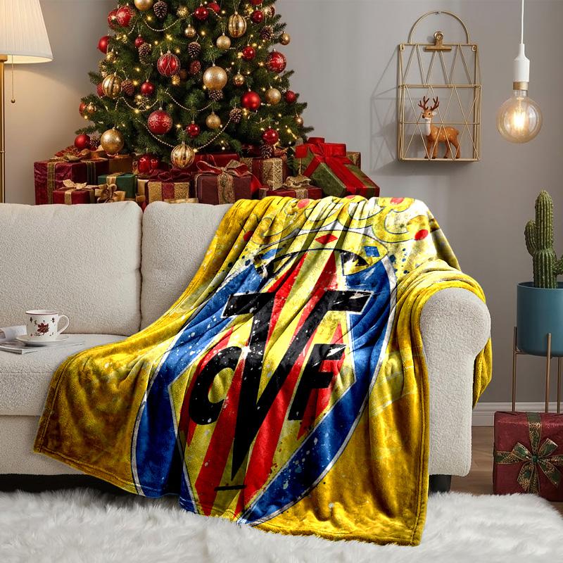 Club Vill-arreal Crest Design Throws Blanket Flannel Blankets Plush for Couch Bed Gifts for Men Women Travel picnic blanket Christmas fan gifts