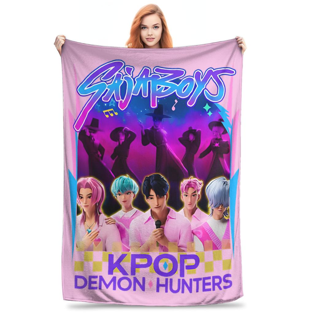 Kpop Demon Hunters Zoey Huntrix Blankets Coral Fleece Plush Super Soft Throw Blanket for Bedding Couch Bedroom Quilt