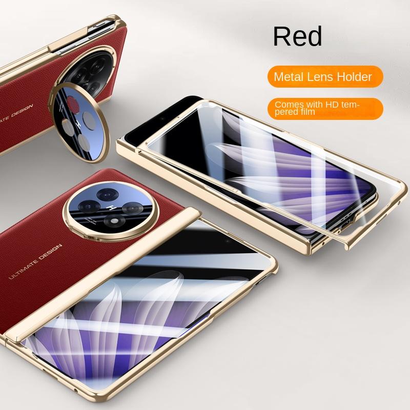 Чехол для OPPO Find N5 Роскошный ПУ-кожа Подставка для объектива Защитная задняя крышка Для Find N5 Полностью закрывающийся Весенний шарнир Корпус телефона