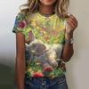 Summer Round Neck 3D Rabbit Pattern Printed Top Fashionable Casual Short Sleeved Women's T-shirts