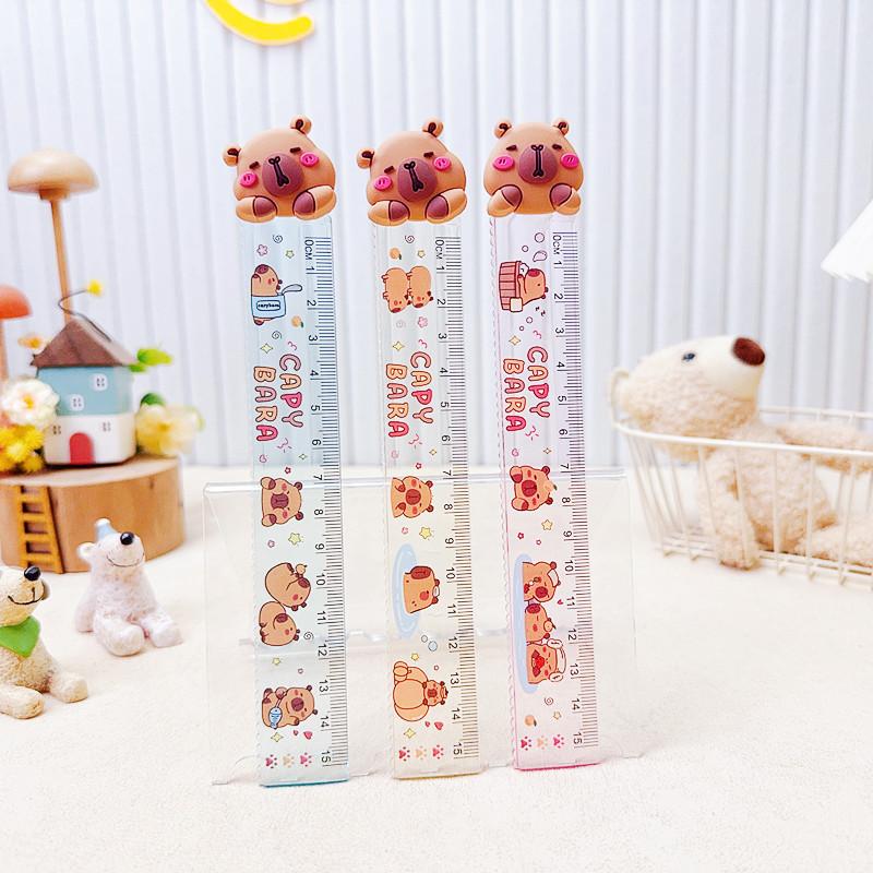 1 Piece Cute Capybara Straight Ruler Kawaii Stationery Funny Drawing Office School Measuring Drawing