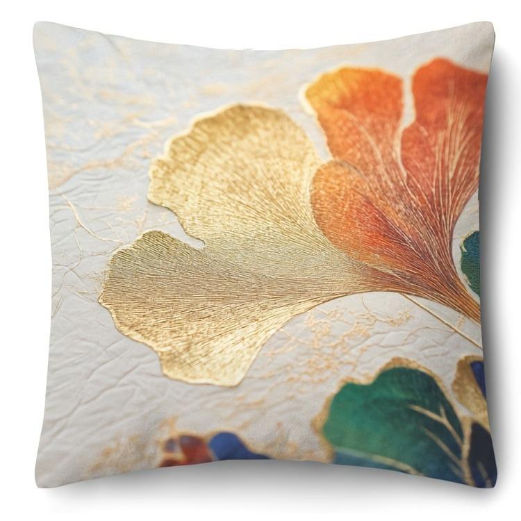 Short Plush Material Pillowcase1Pcs Ginkgo Leaf Pillow Cover For Home Living Room Bedroom Sofa Office Decorative Pillowcase Soft