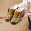 New Muffin Sole Casual Women's Shoes Leather Flower Hollow Women's Slippers Breathable Comfortable Hole Shoes