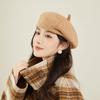 Женская однотонная беретка Повседневная художественная шляпа-бутон Теплая шляпа художника для улицы Осень и Зима