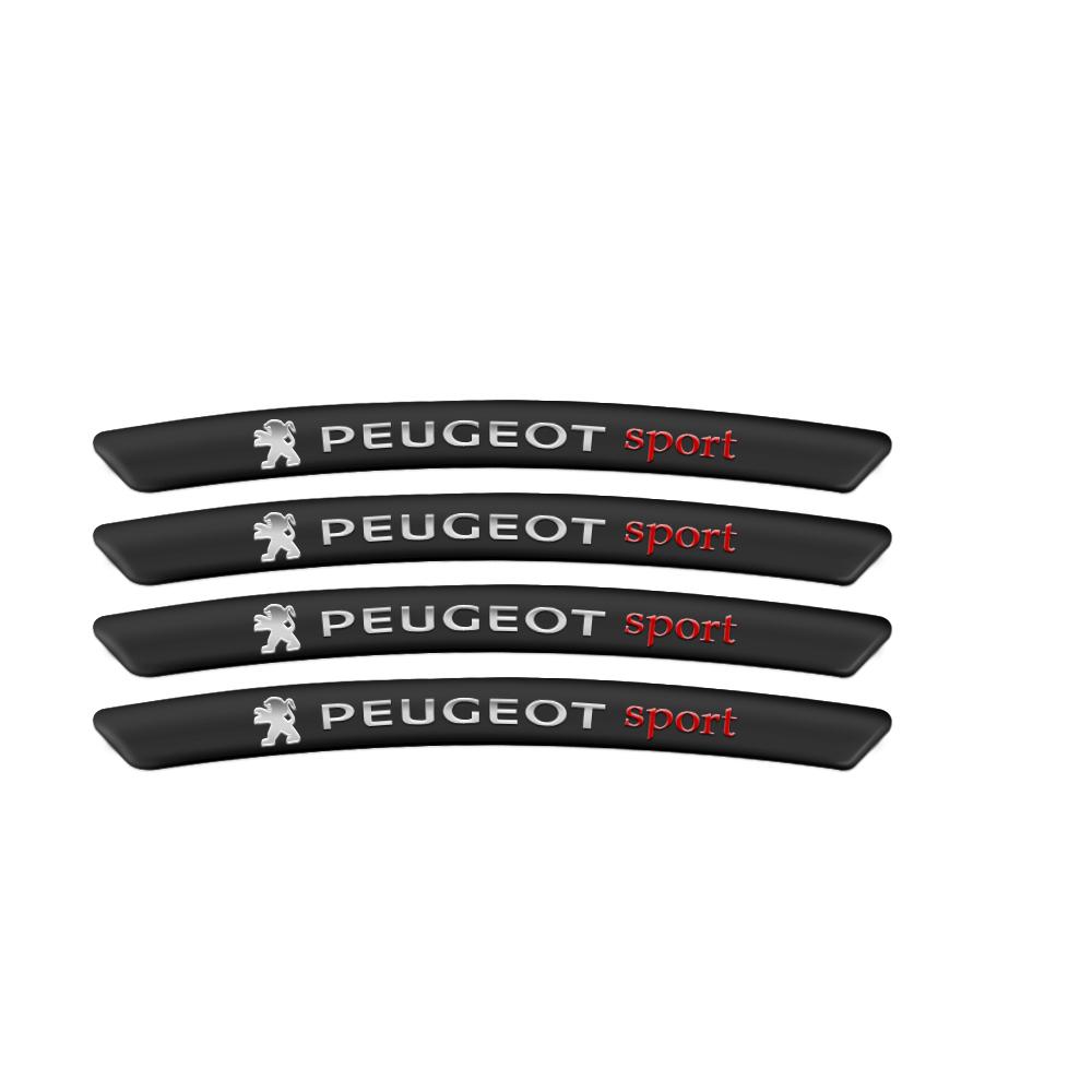 4pcs Curved Aluminium Car Wheels Rims Stickers For Peugeot 206 307 308 3008 508 207 208 407 4008 301 Auto Styling Accessories