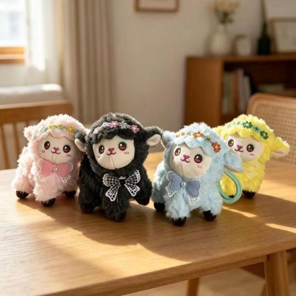 Cute Fluffy Lamb Backpack Decoration Cartoon Sheep Bag Pendant Plush Lamb Keychain Bag Decoration