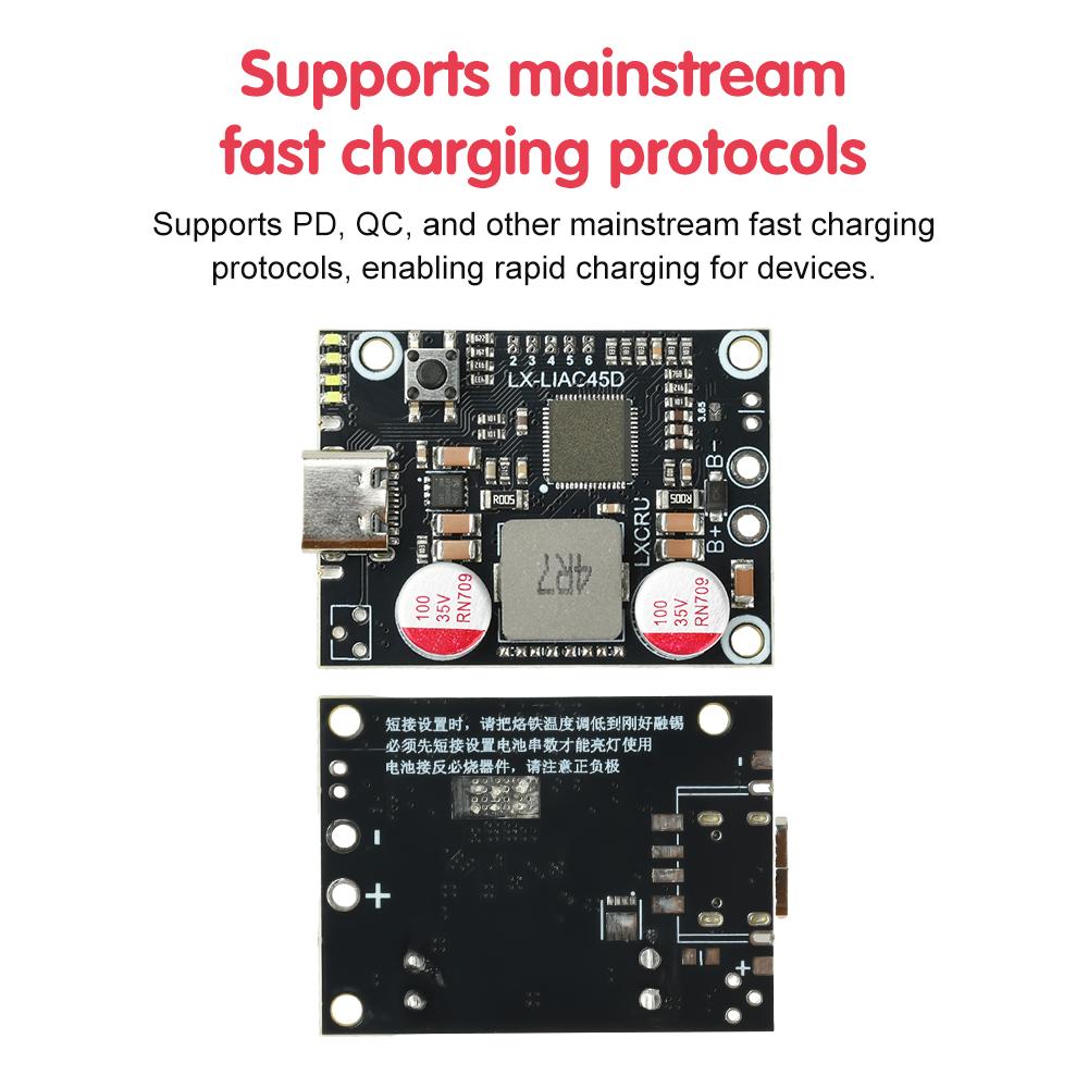 2-6S PD 45W Fast Charging Mobile Power Module DIY Power Bank Mainboard Supports Lithium-Ion and Lithium Iron Phosphate Battery