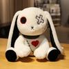 25cm Creepy Gothic Rabbit Plush Toys Spooky Bunny Stuffed Animal Cute Horror Dreadful Bunny Doll for Halloween Decor Kids Gifts