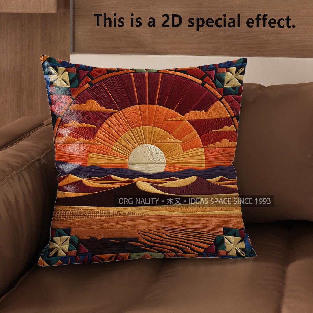 D Southwestern Desert Sunset Boho Pillow Covers Pattern Cushion Cover Suitable For Sofa Bedroom Car Pillow Cover