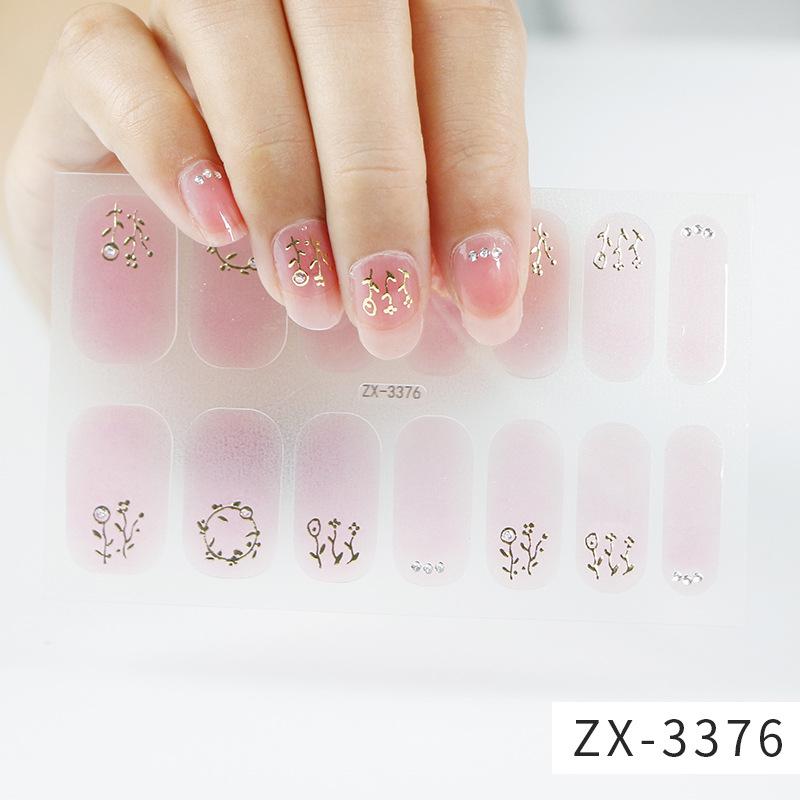 ZX 3D Waterproof No-Cure Gel Nail Wraps, Full Cover Japanese & Korean Style Spring & Summer Nail Stickers, Nail Patch Films