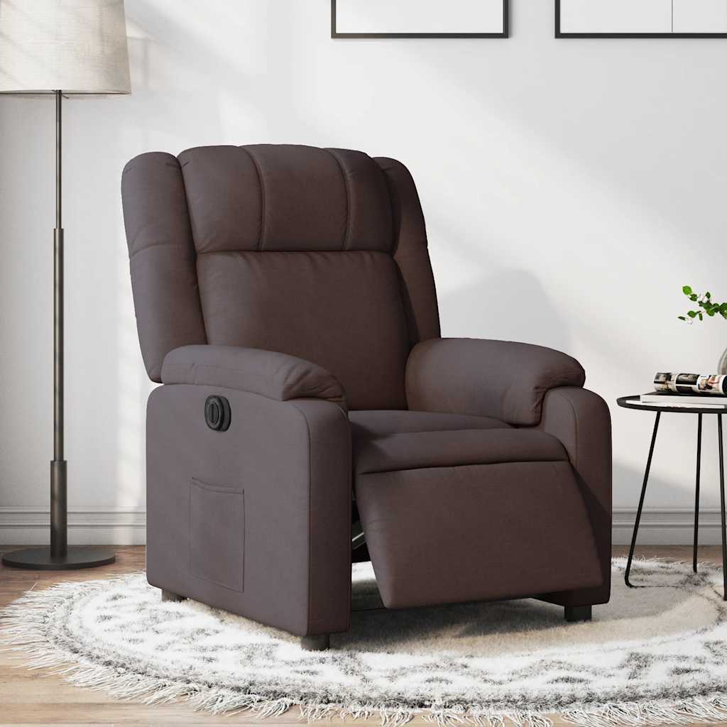 Electric Recliner Dark Brown Fabric