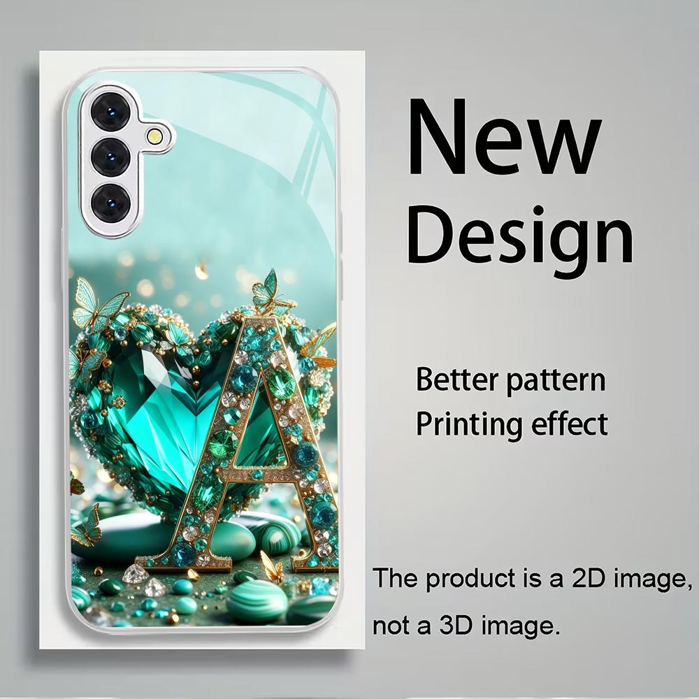 Чехол из закаленного стекла с буквой А для телефона Samsung Galaxy S26 S25 S24 S23 S22 S20 FE/Ultra/Plus, противоударная задняя крышка