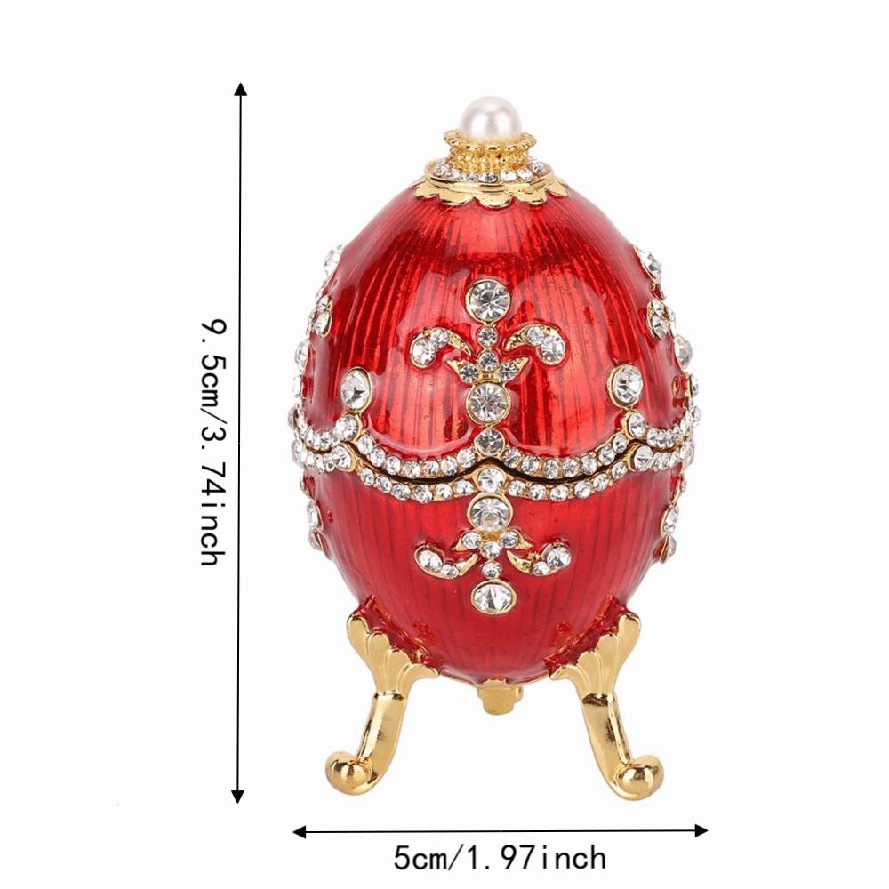 Red Easter Egg Jewelry Box Enameled Finish Decorative Storage Box Durable Jewelry Trinket Box Home
