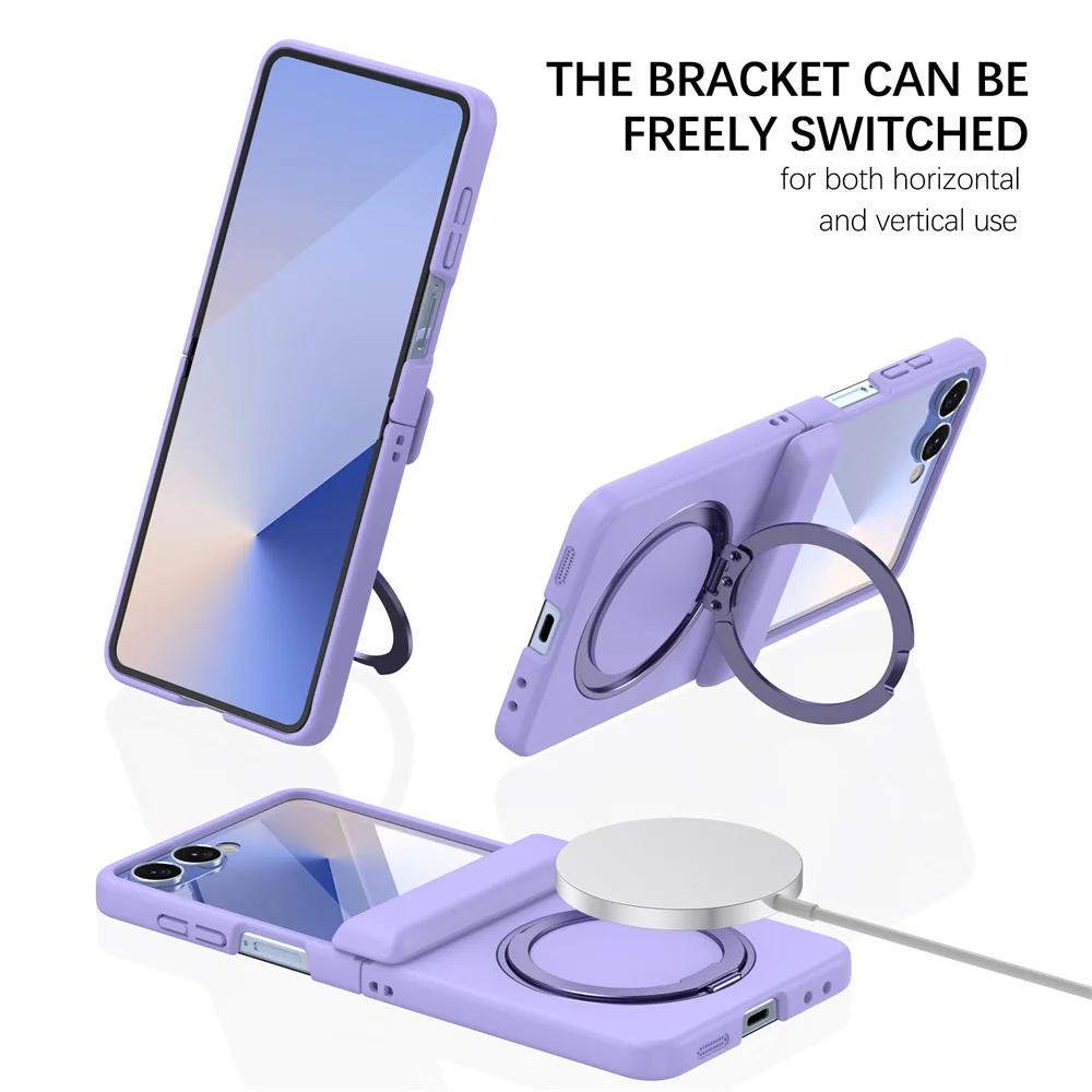 Magnetic for Magsafe with Hinge Protection & Kickstand Phone Case for Samsung Galaxy Z Flip 7 6 5 4 3 Flip7 Flip6 Flip5 Flip4 5G