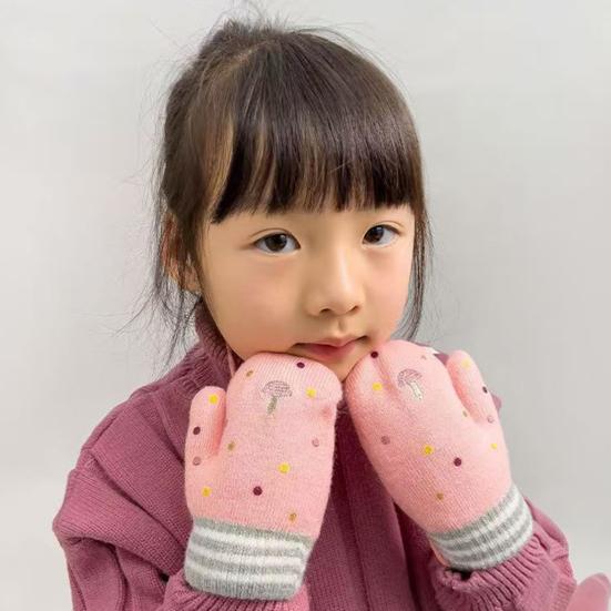 Kids Winter Gloves Cute Cartoon Plush Warm Gloves Fleece-Lined Thickened Windproof Gloves for Boys Girls Outdoor Playing