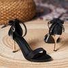 New Summer High Heels Stiletto Buckle Sandals Bow Tie All-match Open Toe Women's Shoes