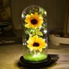 Glass Cover Eternal Sunflower Artificial Flower Ornament In Glass Cover Luminous Decoration Creative Mother's Day Christmas Gift