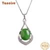 Tancise 925 Sterling Silver Classic Women Jade Necklace Pendant Zircon Fashion Gift