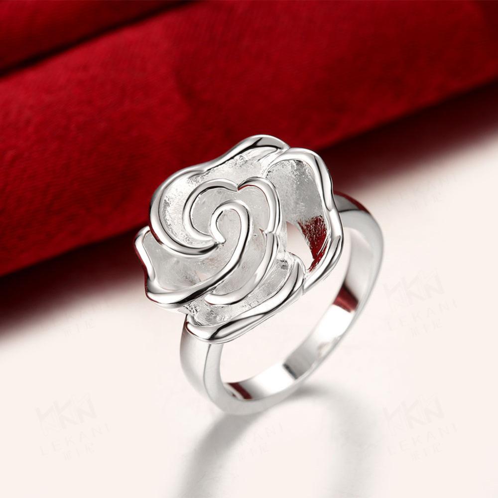 Кольцо женское из стерлингового серебра 925 пробы 7-10# Изысканное цветочное модное свадебное подарочное очаровательное украшение для вечеринки Оптовая продажа