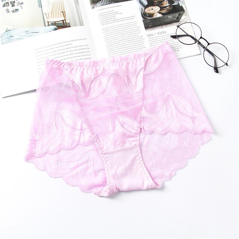 14 Color Women Ultra-thin Lace Panties Mid Waist Breathable Sexy Lingerie Europe Plus Size Briefs Abdomen Hip Lift Knickers