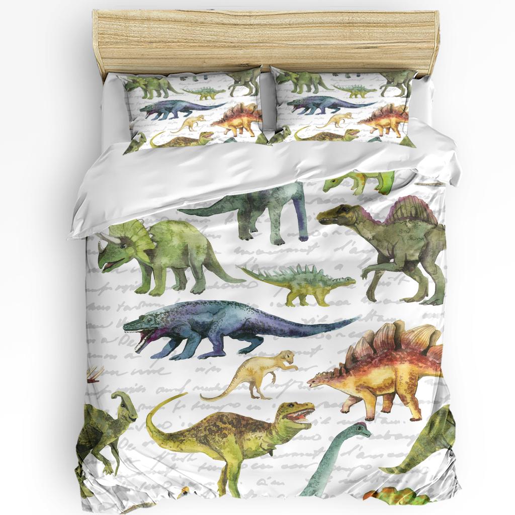 Cartoon Dinosaur Duvet Cover with Pillow Case Custom 3pcs Bedding Set Quilt Cover Double Bed Home Textile