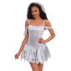 New Adult Ladies Halloween cos Ghost Bride Costume White Mesh Dress Party Stage Performance Costume