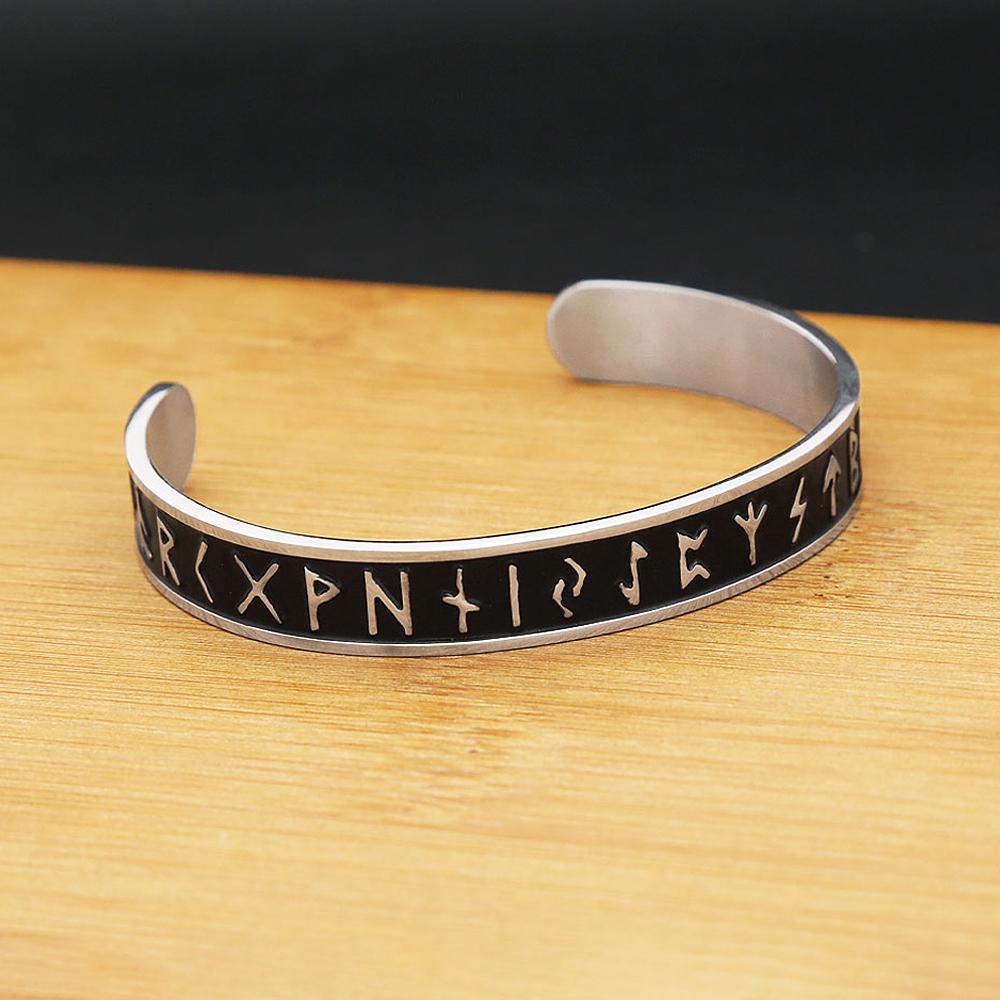 Винтажный браслет в скандинавском стиле с рунами викингов, простой, для мужчин и женщин, из нержавеющей стали 316L, браслет-манжета, амулет, ювелирное украшение, подарок.