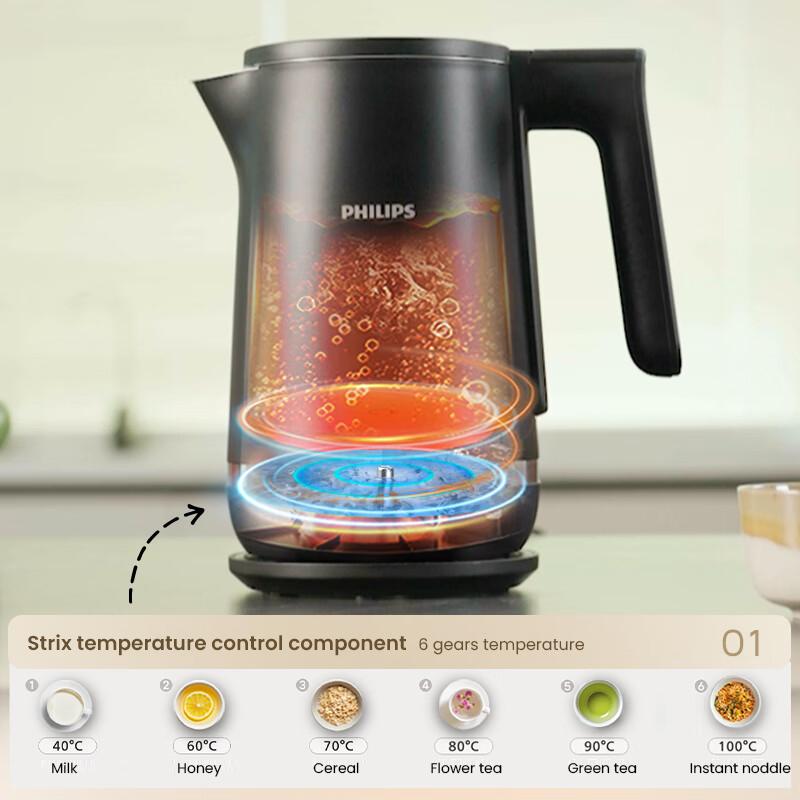 Philips HD9396/90 Electric Kettle 7000 Series Dual Layer Insulation 6 Gear Temperature Control