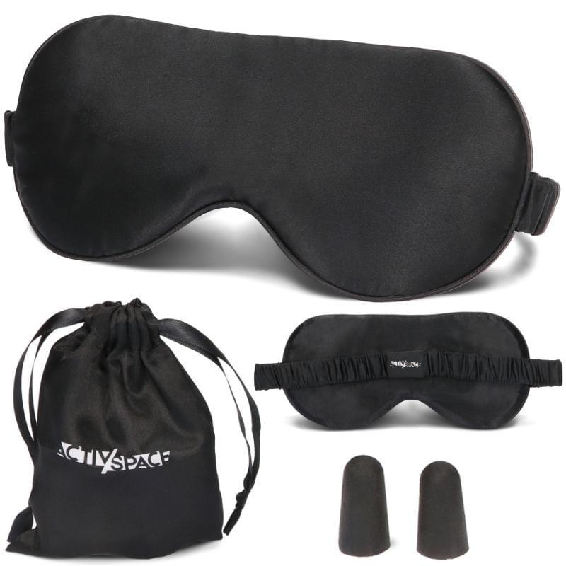 Silk eye mask comfortable for sleeping - black