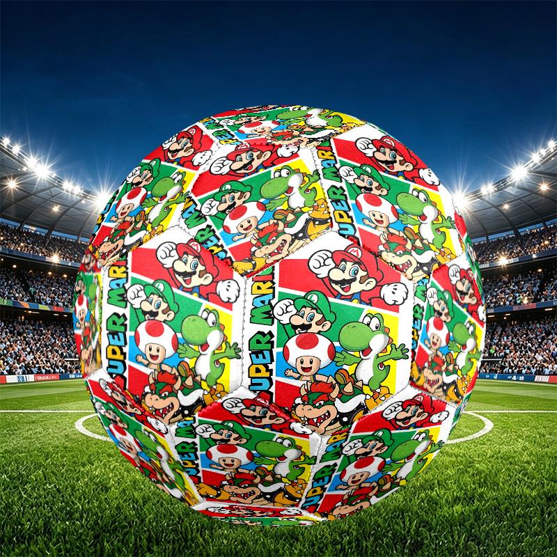 Super Mario Print Size 5 Soccer Ball, PU Wear Resistant Football for Match Training and Daily Practice, Birthday Gift for Soccer Fans