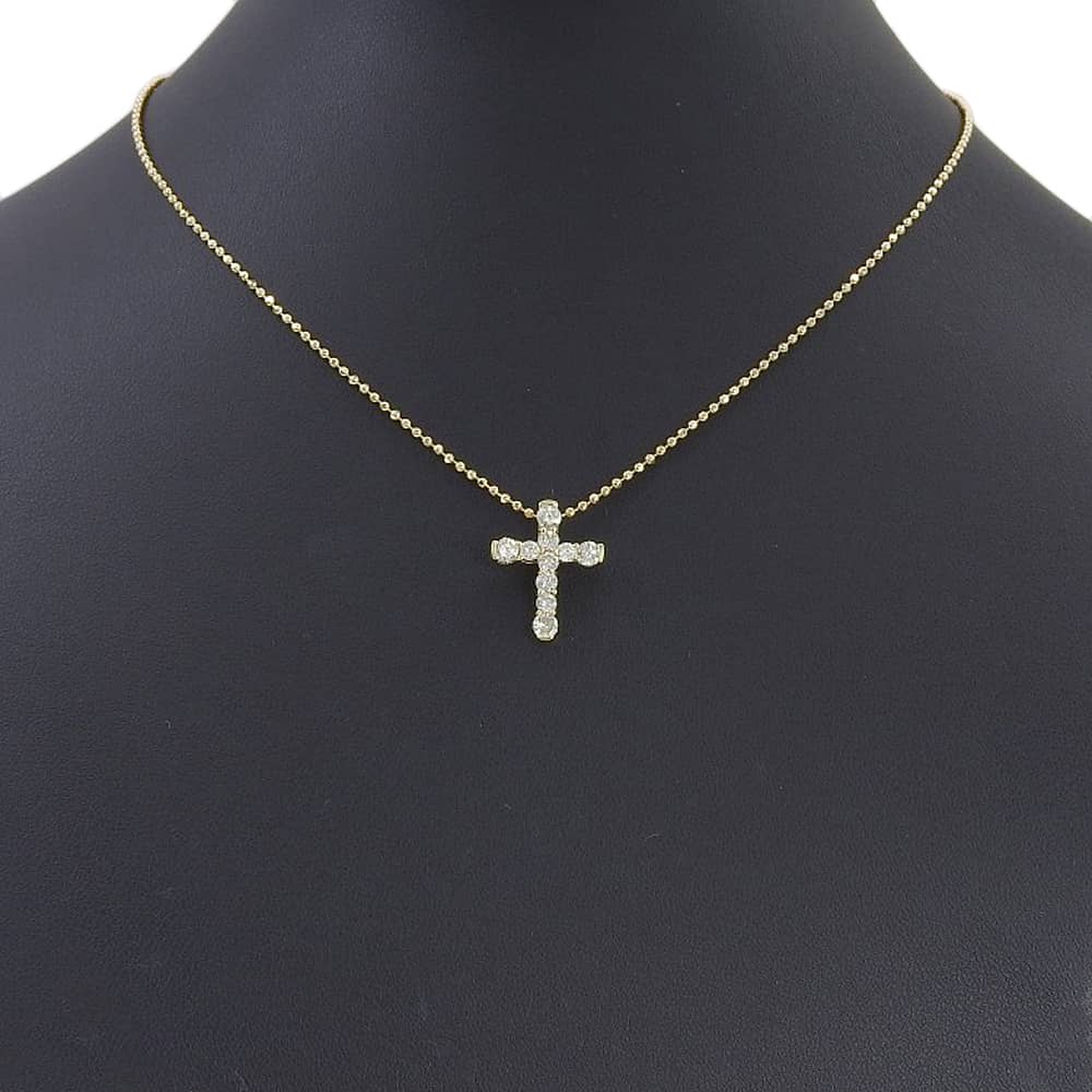 cross Necklace K18 yellow gold/diamond 5.2g Women Used