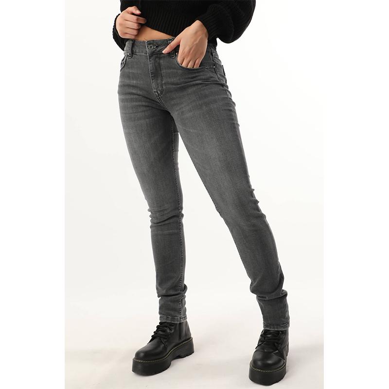 Женские прямые зауженные джинсы со средней посадкой темно-серые